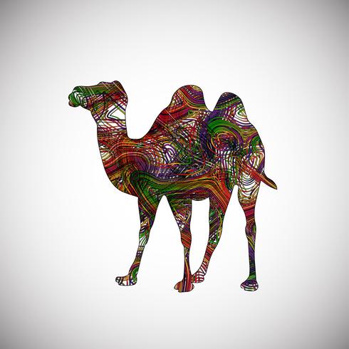 Colorful camel made by lines, vector illustration