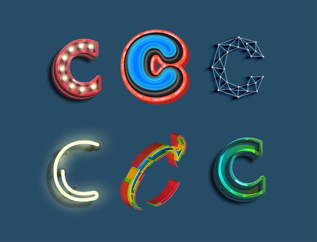 A character set of 6 different styled font, vector