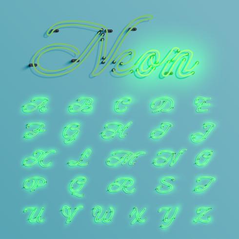 Realistic neon character typeset, vector