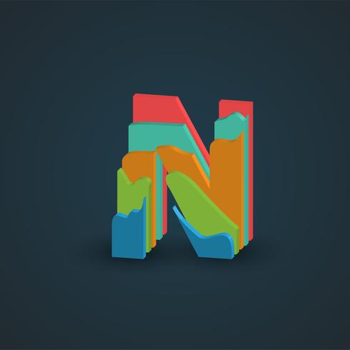 3D colorful layered character from a fontset, vector