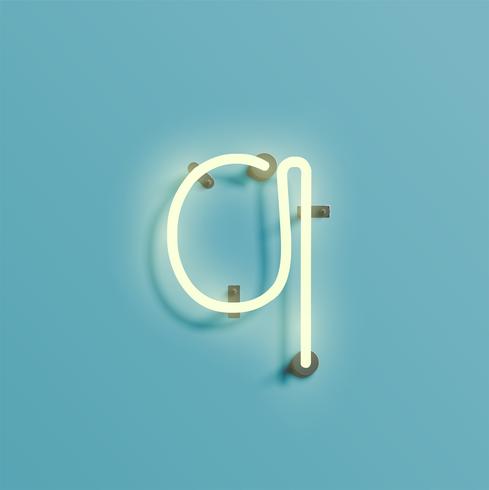 Realistic neon character from a fontset, vector