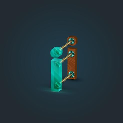 Character made by glass and wood, vector