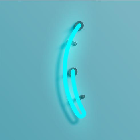 Realistic neon character from a typeset, vector
