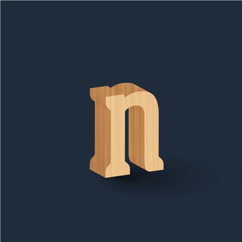 3D wood font character, vector