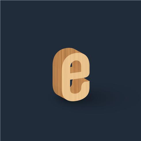 3D wood font character, vector