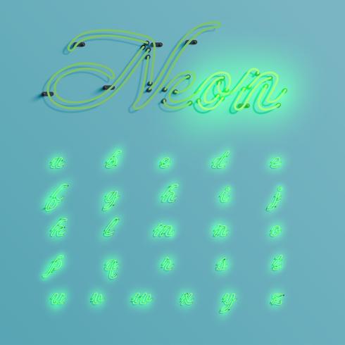 Realistic neon character typeset, vector