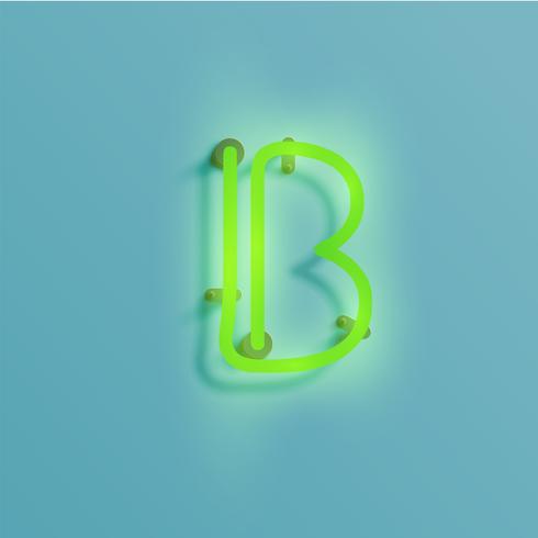 Realistic neon character from a typeset, vector