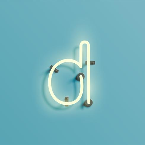 Realistic neon character from a fontset, vector