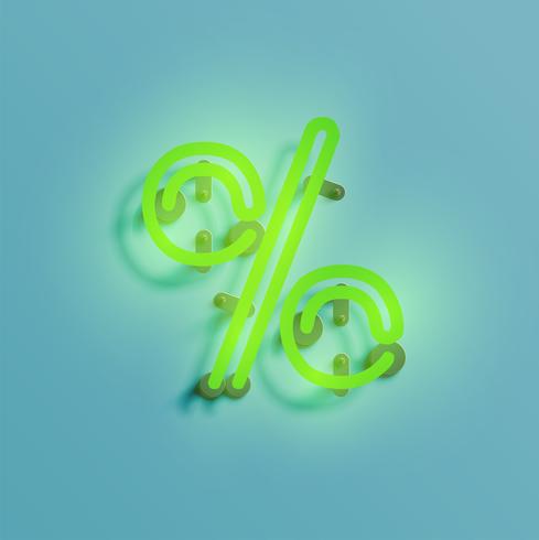 Realistic neon character from a typeset, vector