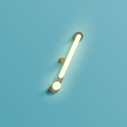 Realistic neon character from a typeset, vector