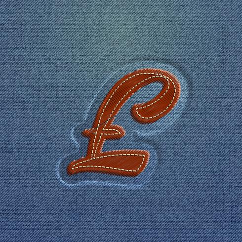 Character made by denim, from a typeface, vector