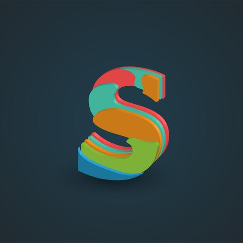 3D colorful layered character from a fontset, vector