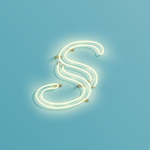 Realistic neon character from a typeset, vector