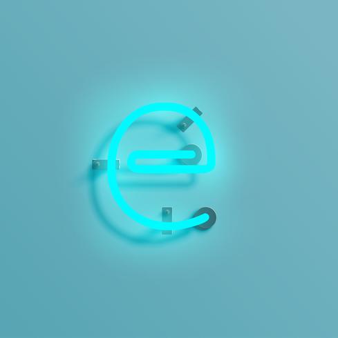 Realistic neon character from a typeset, vector