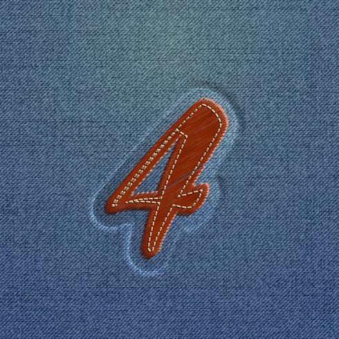 Character made by denim, from a typeface, vector