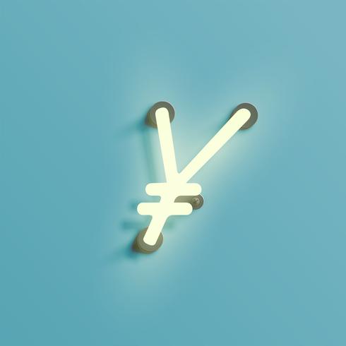 Realistic neon character from a typeset, vector