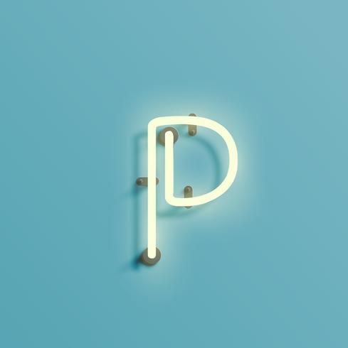 Realistic neon character from a fontset, vector