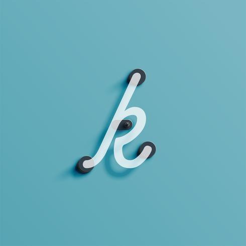 Realistic neon character from a typeset, vector