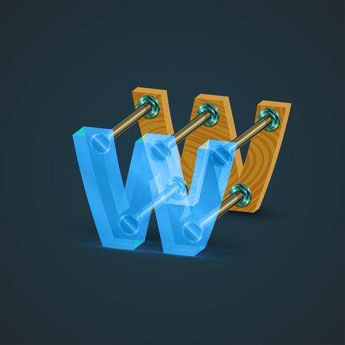 3D, realistic glass and wood character, vector