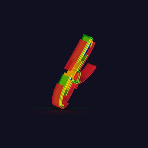 3D colorful character from a fontset, vector