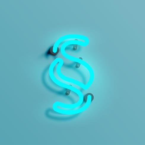Realistic neon character from a typeset, vector