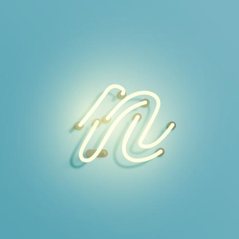 Realistic neon character from a typeset, vector