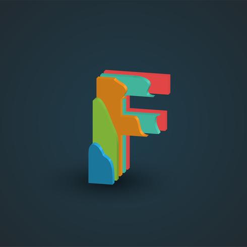 3D colorful layered character from a fontset, vector