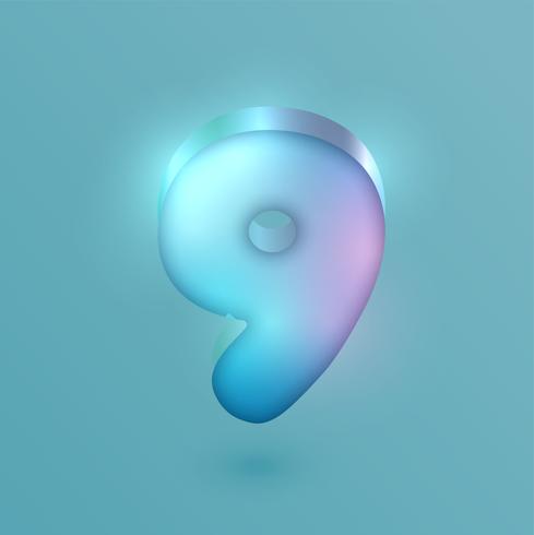 3D realistic neon character, vector