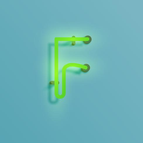 Realistic neon character from a typeset, vector