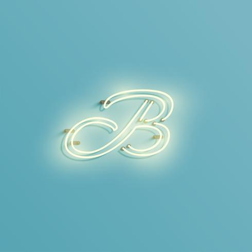 Realistic neon character from a typeset, vector