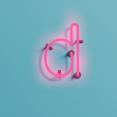 Realistic neon character from a typeset, vector