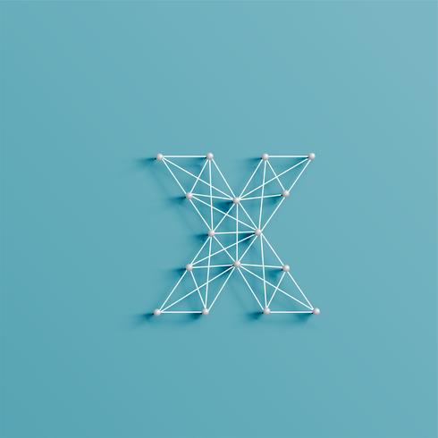 A character made by pins and lines, 3D and realistic, vector