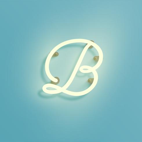 Realistic neon character from a typeset, vector
