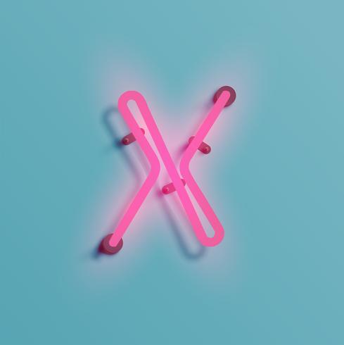 Realistic neon character from a typeset, vector