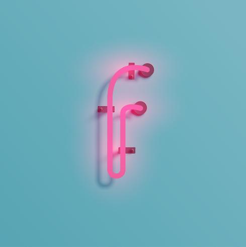 Realistic neon character from a typeset, vector