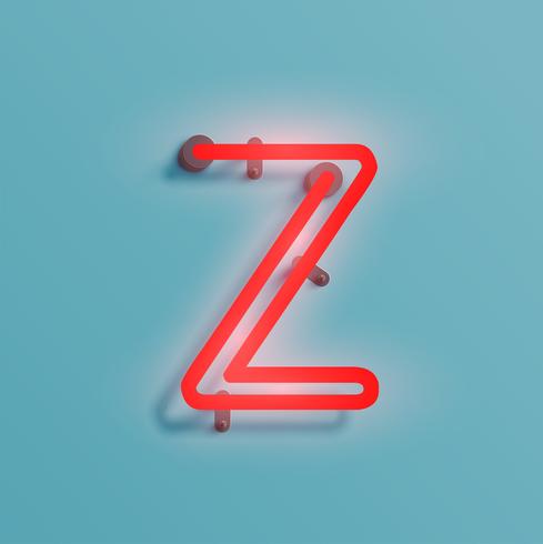 Realistic neon character from a typeset, vector