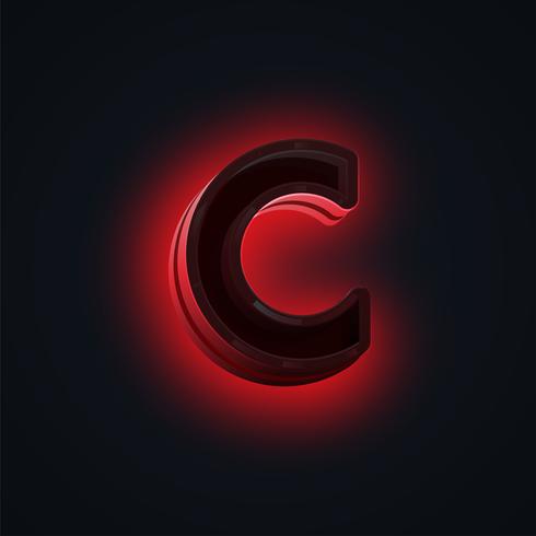 Red 'CLUB' neon lights character from a fontset, vector