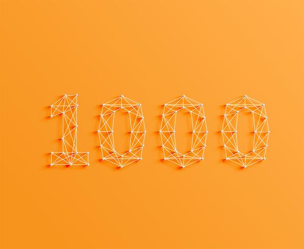 A number made by pins and lines, 3D and realistic, vector