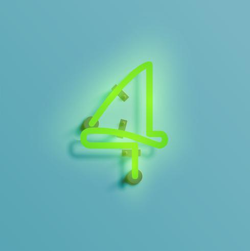 Realistic neon character from a typeset, vector