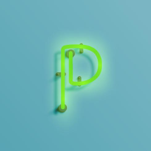 Realistic neon character from a typeset, vector