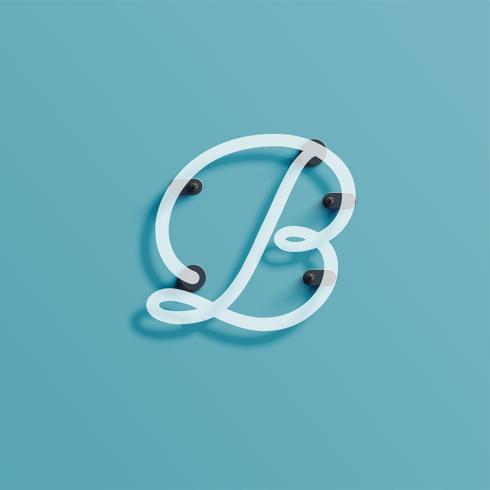 Realistic neon character from a typeset, vector