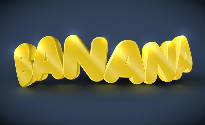 3D typography - banana, vector