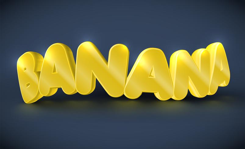 Tipografía 3D - banana, vector