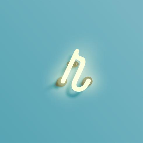 Realistic neon character from a typeset, vector