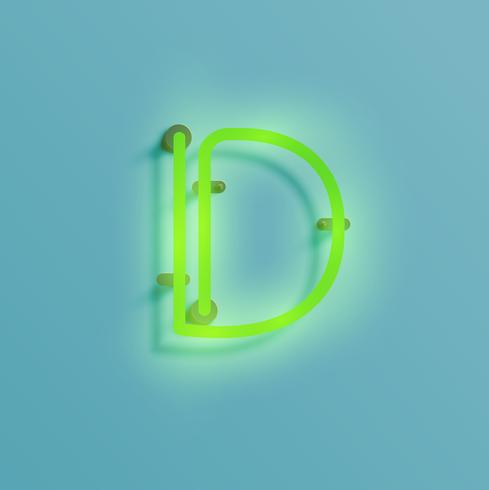 Realistic neon character from a typeset, vector