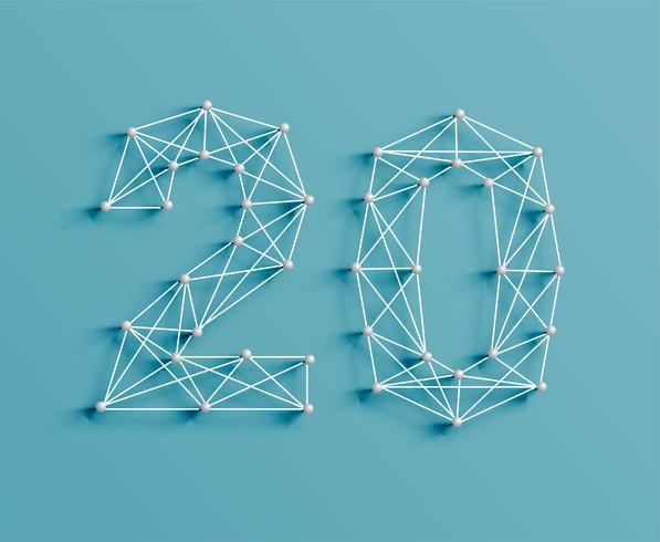 A number made by pins and lines, 3D and realistic, vector