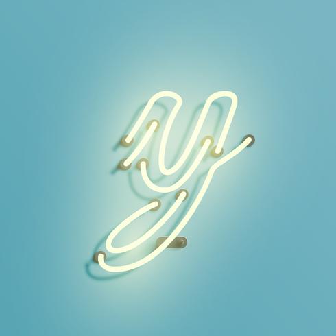 Realistic neon character from a typeset, vector