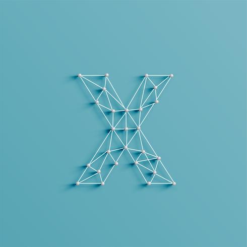 A character made by pins and lines, 3D and realistic, vector