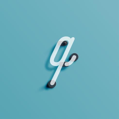 Realistic neon character from a typeset, vector