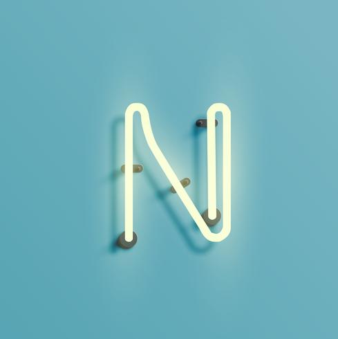 Realistic neon character from a fontset, vector
